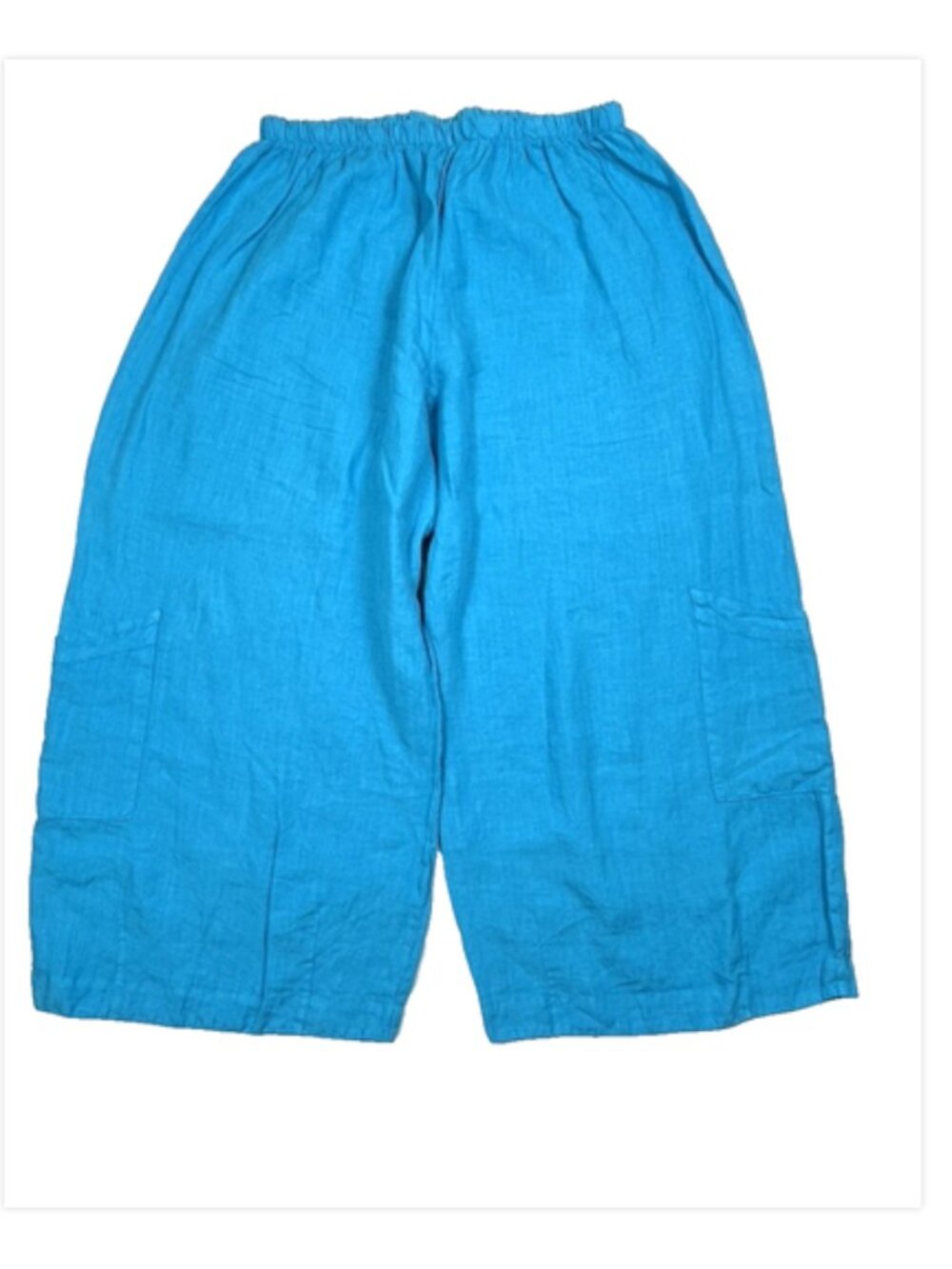 Bryn Walker 100% Linen Turquoise Blue Cargo Pocket Crop Pants Plus 1X